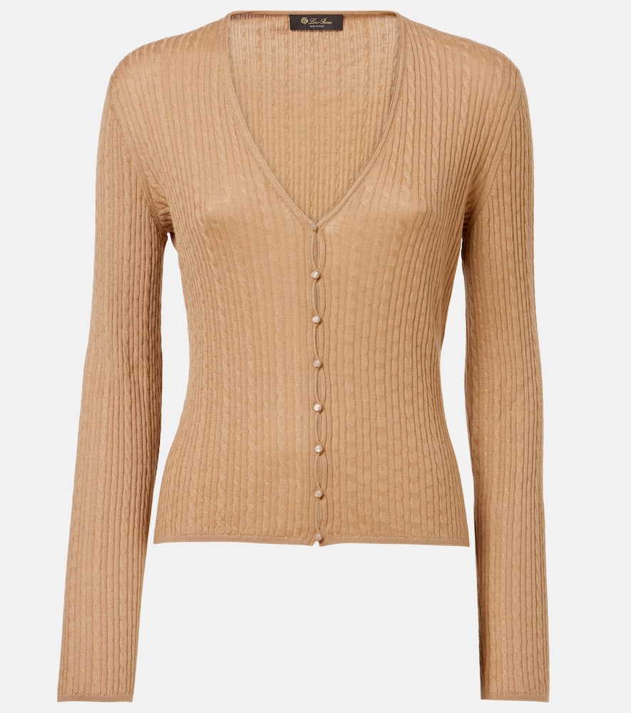 Cable-knit cashmere and silk cardigan