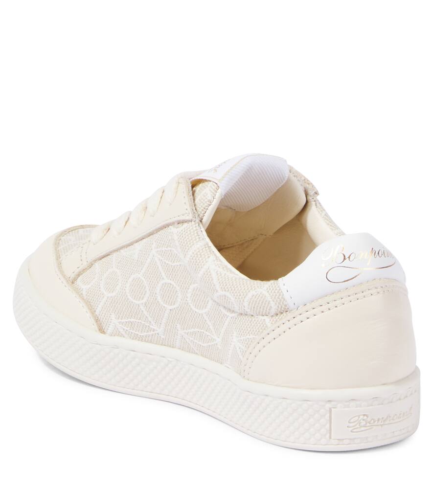 Bonpoint Cameron Leather-trimmed Canvas Sneakers In Beige