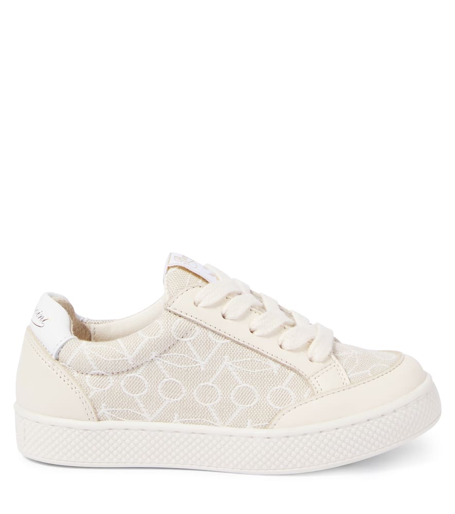 Bonpoint Cameron Leather-trimmed Canvas Sneakers In Beige