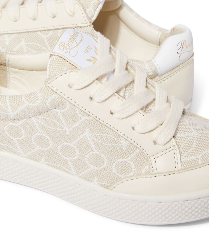 Bonpoint Cameron Leather-trimmed Canvas Sneakers In Beige