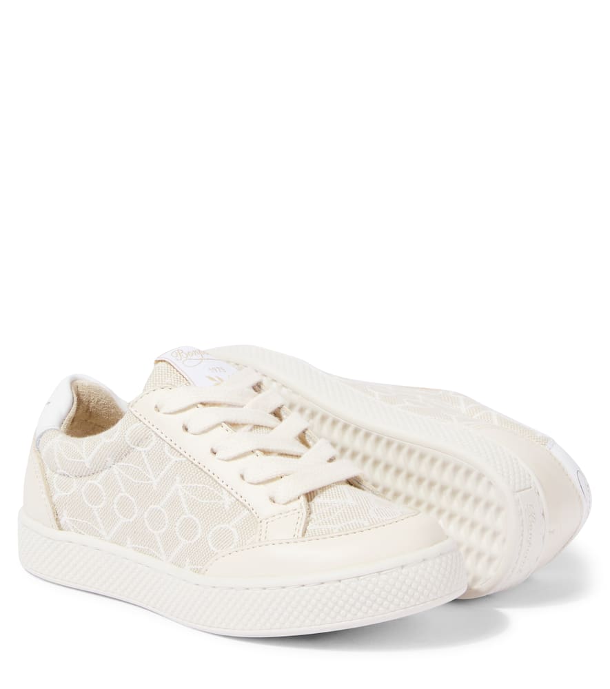 Bonpoint Cameron Leather-trimmed Canvas Sneakers In Beige