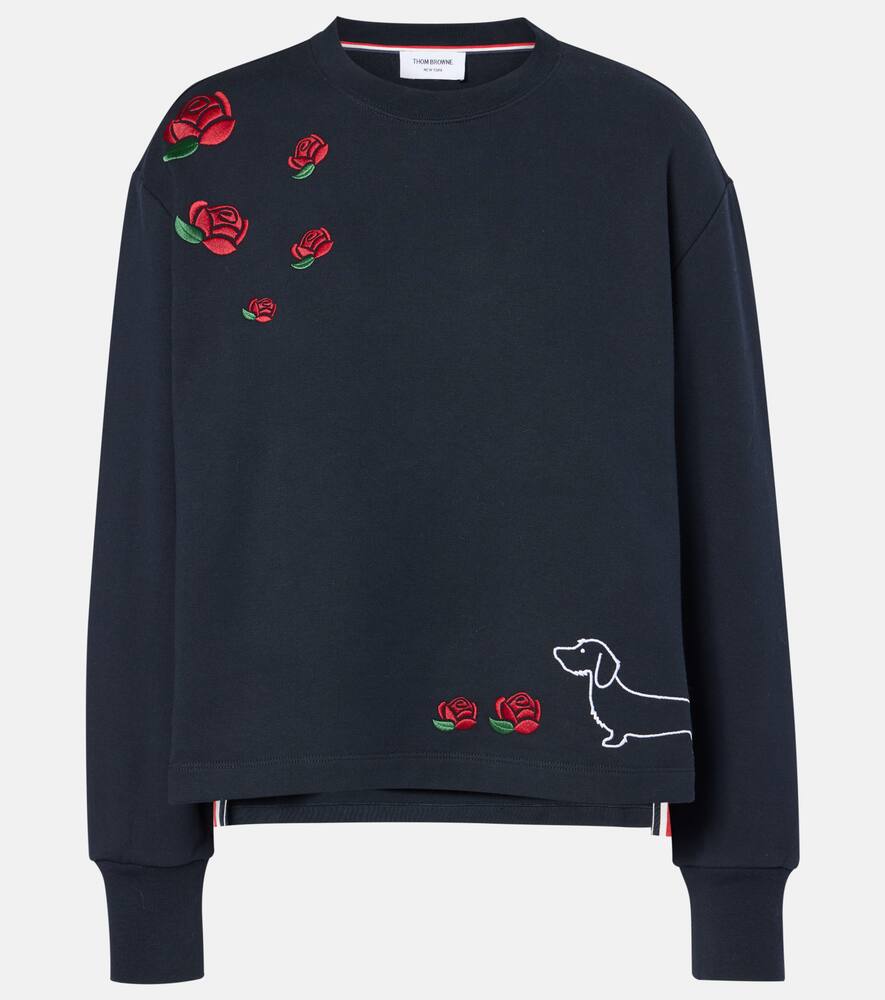 Thom Browne Embroidered cotton jersey sweatshirt