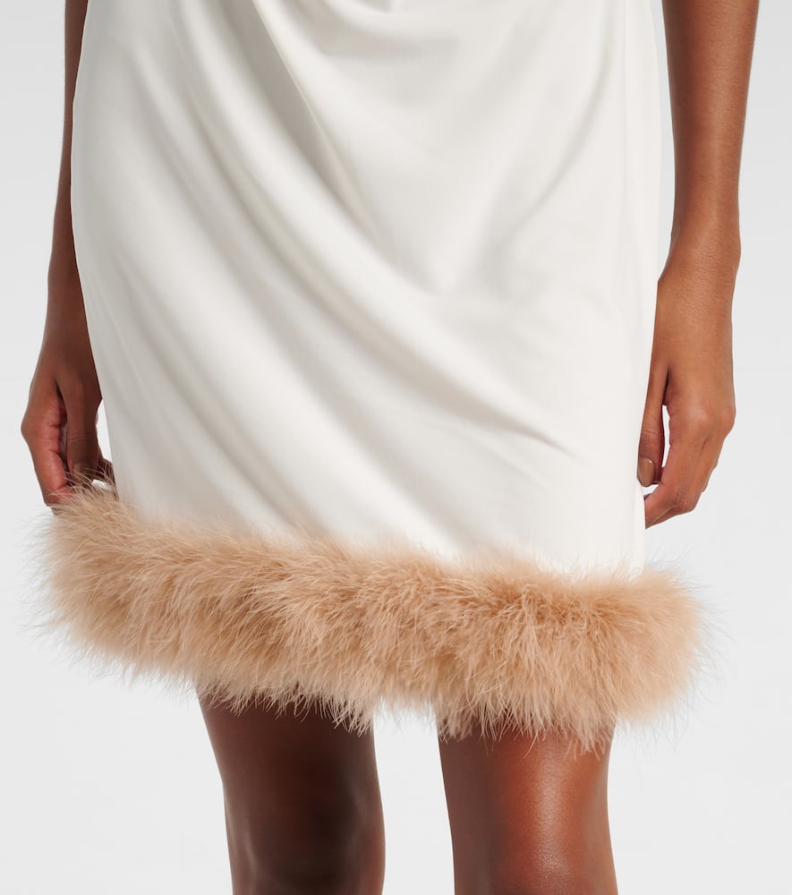 Coperni Boa Feather-trimmed Jersey Minidress In White