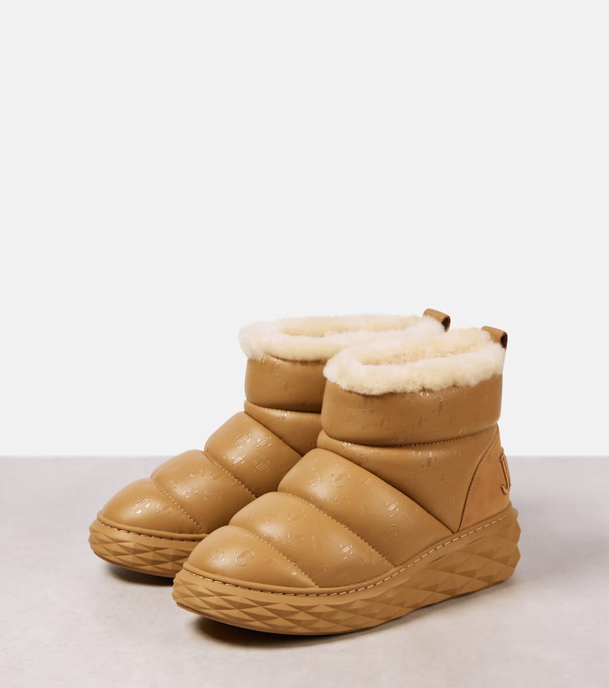 Jimmy Choo 30mm Xan Shearling Snow Boots In Camel