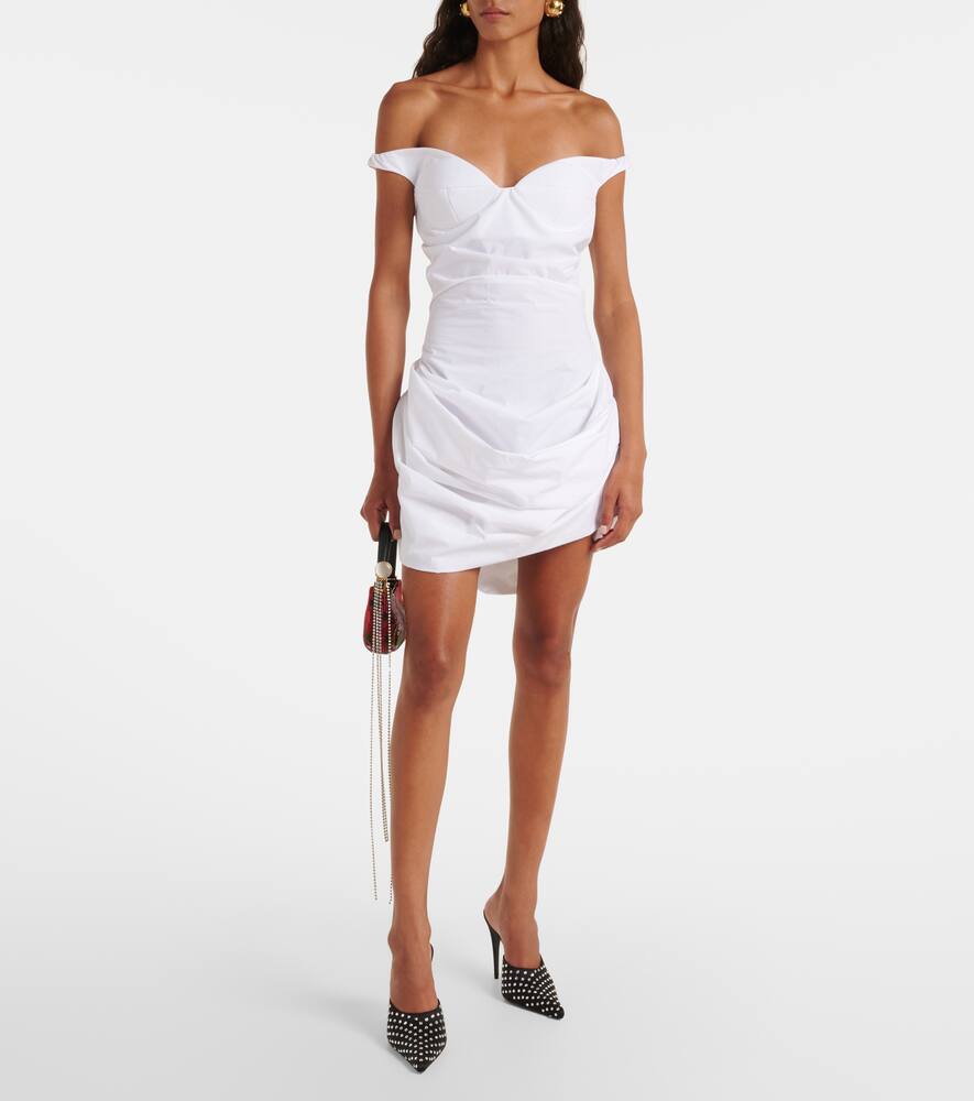 Magda Butrym Draped Cotton Mini Dress In White