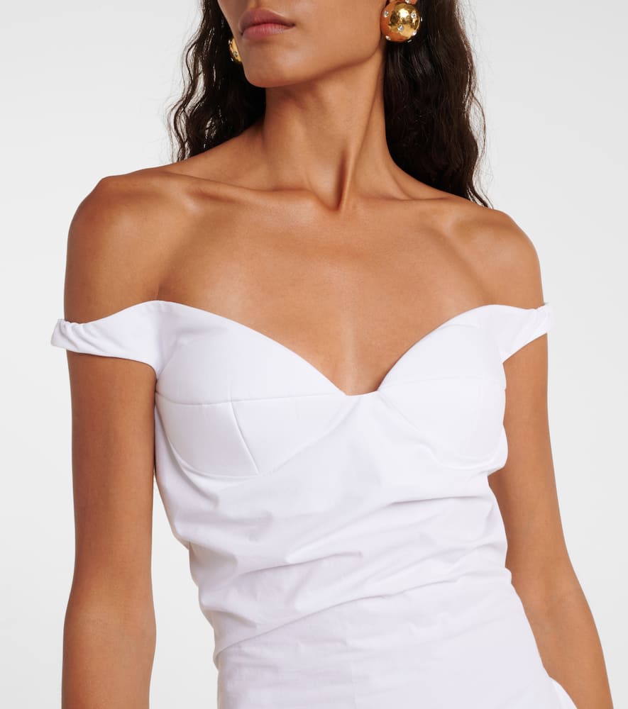 Magda Butrym Draped Cotton Mini Dress In White