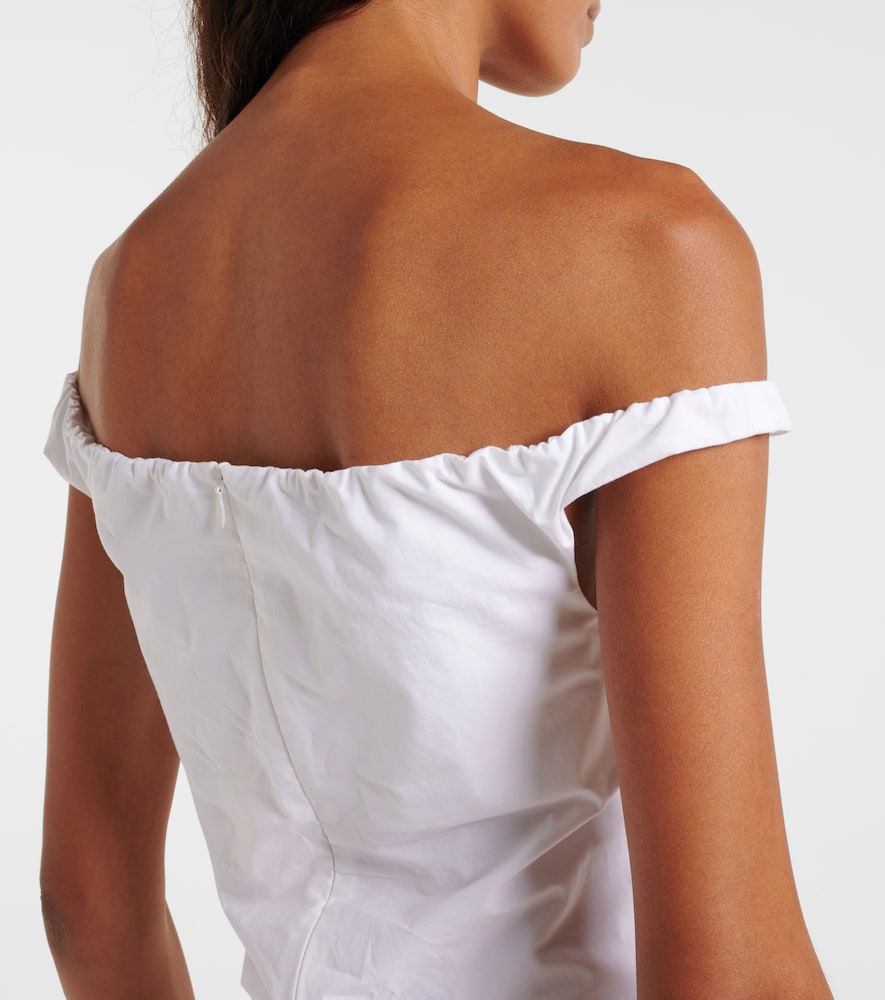 Magda Butrym Draped Cotton Mini Dress In White
