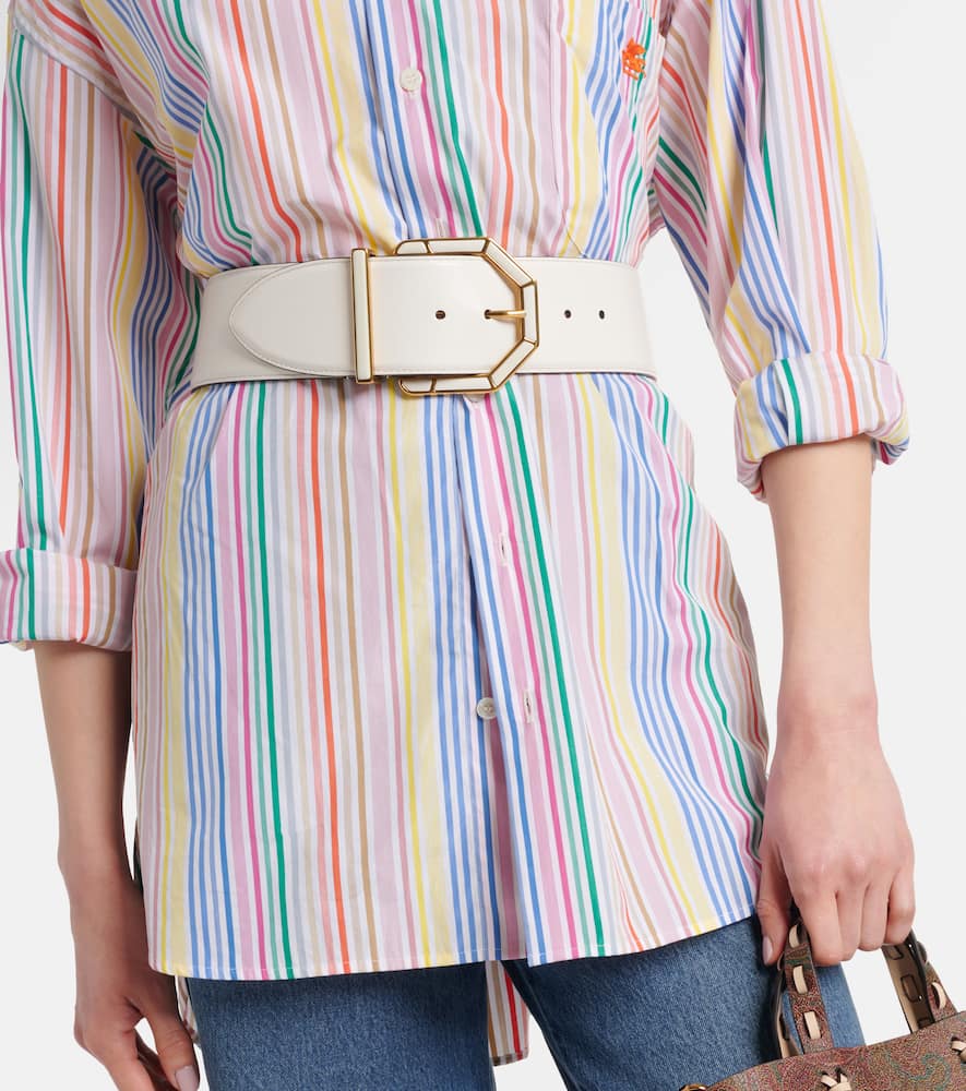 Etro Leather Belt In White