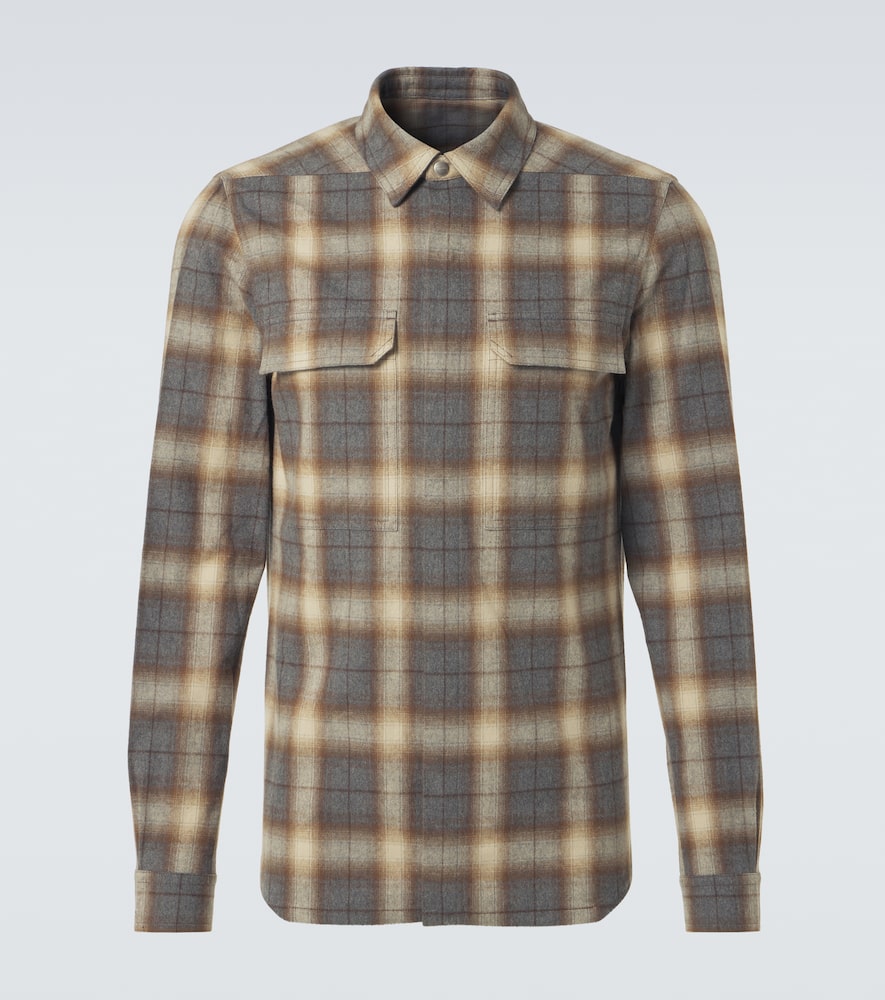 Rick Owens Plaid Cotton Shirt In Gray