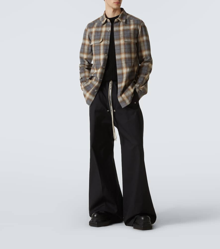 Rick Owens Plaid Cotton Shirt In Gray
