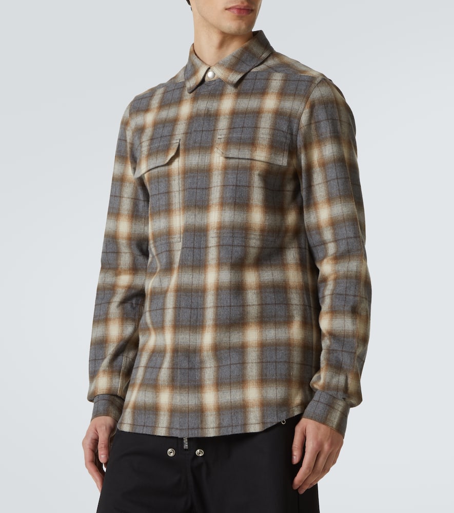 Rick Owens Plaid Cotton Shirt In Gray