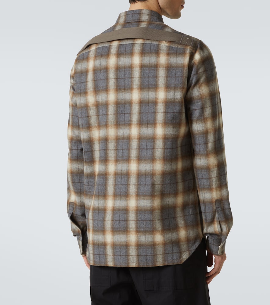 Rick Owens Plaid Cotton Shirt In Gray