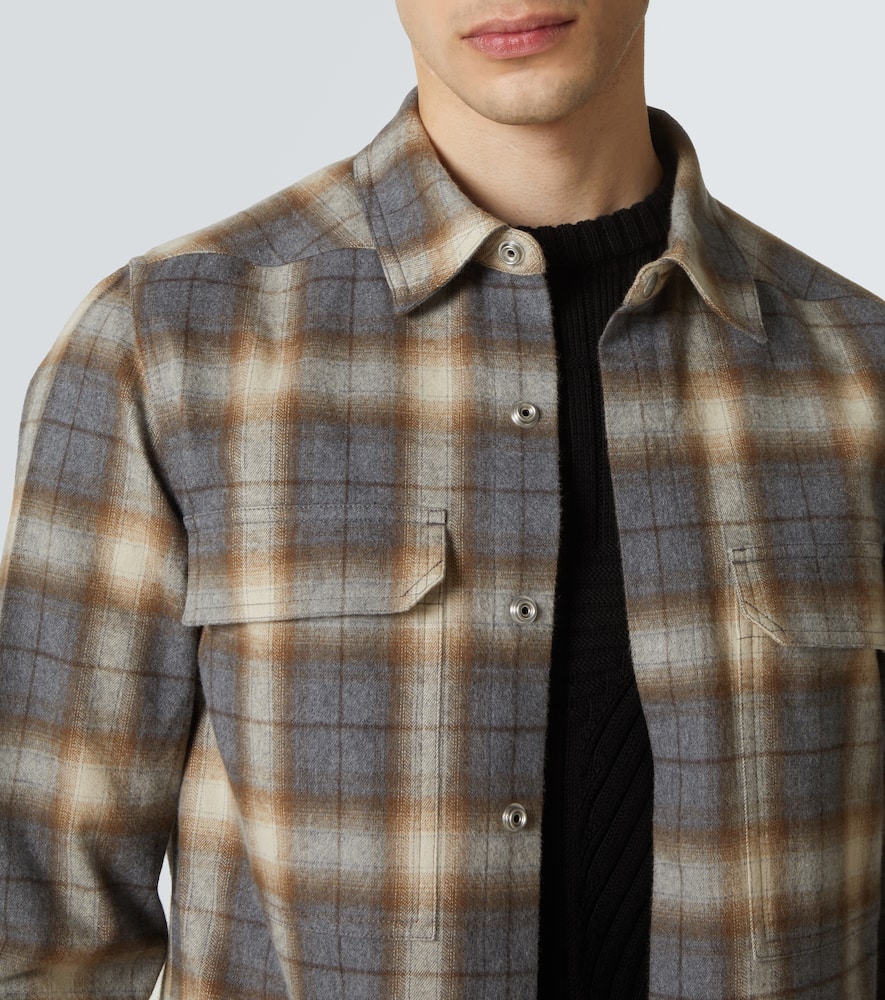 Rick Owens Plaid Cotton Shirt In Gray