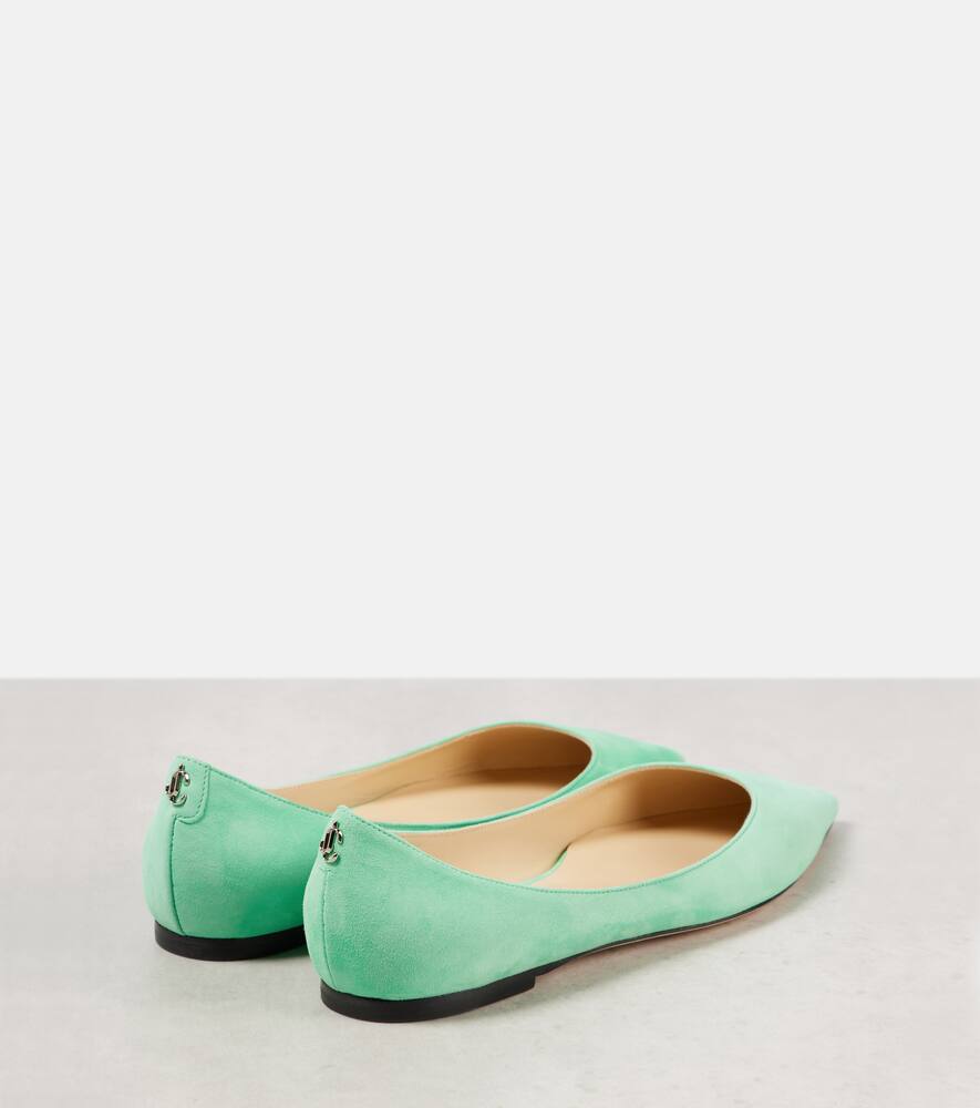 Jimmy Choo Ballerinas Love Aus Veloursleder In Grün