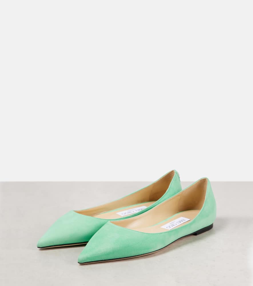 Jimmy Choo Ballerinas Love Aus Veloursleder In Grün