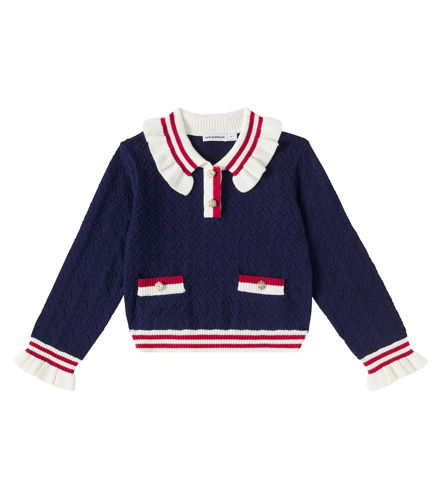Self-portrait Ruffled Sweater In Navy
