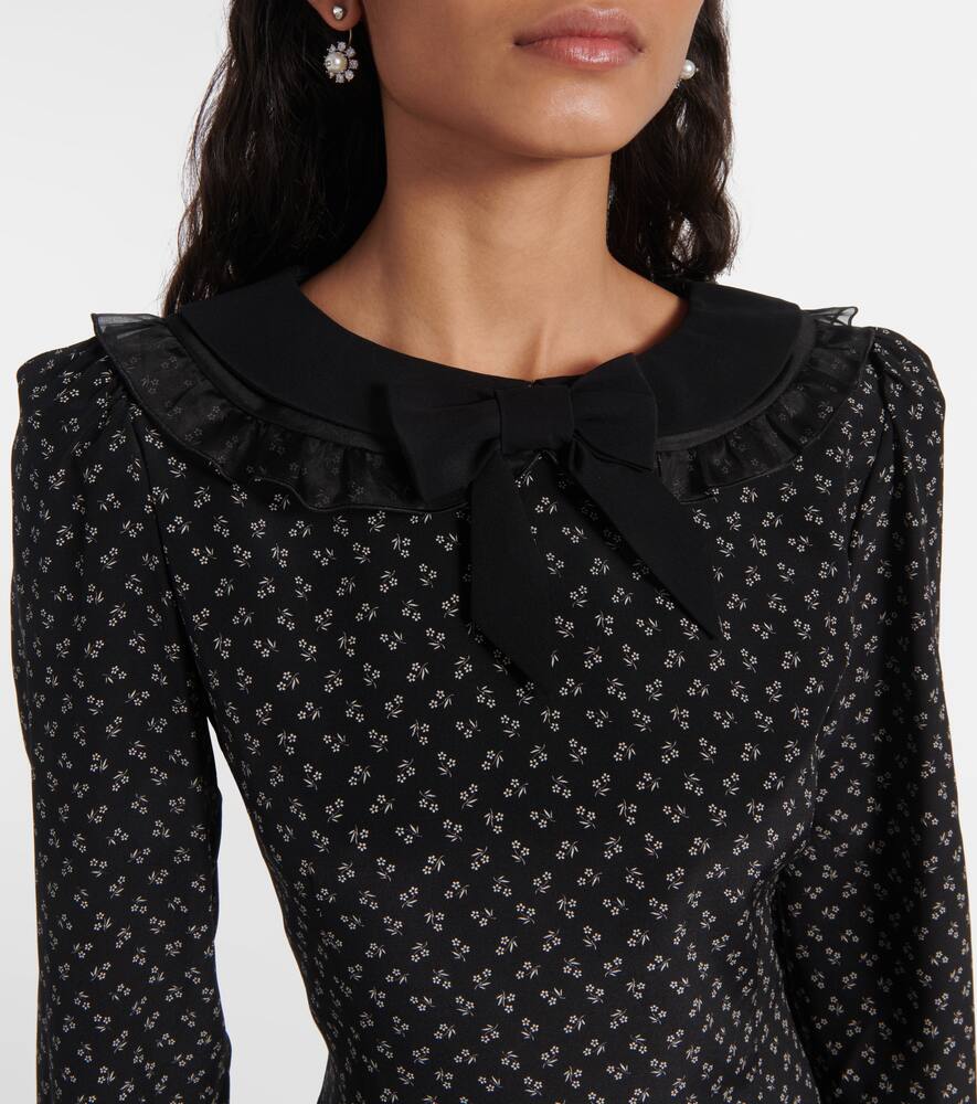 Alessandra Rich Bedrucktes Minikleid Aus Seide In Schwarz