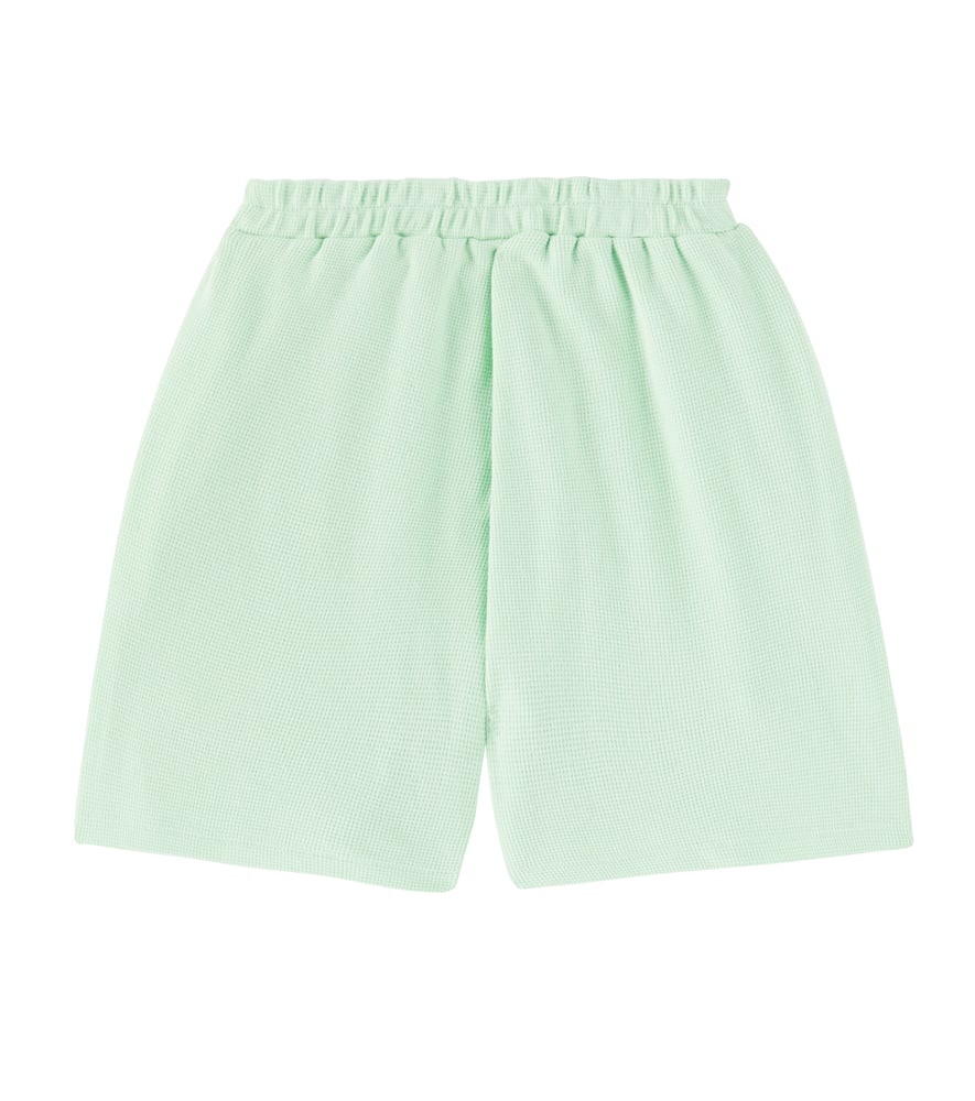 Jellymallow Apple Waffle-knit Cotton-blend Shorts In Green