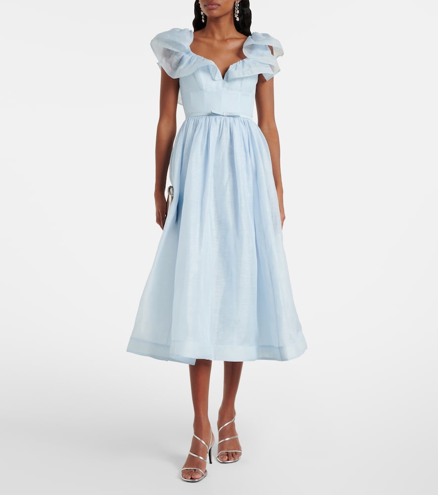 zimmermann high tide linen dress Zimmermann High Tide open-back ruffled floral-print linen midi dress s –  Lizzie Lend main image 1