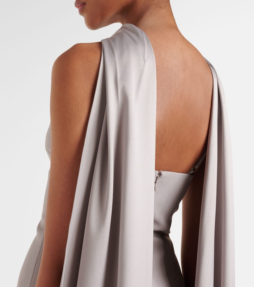 Solace London Cece Satin And Crêpe Gown In Grey