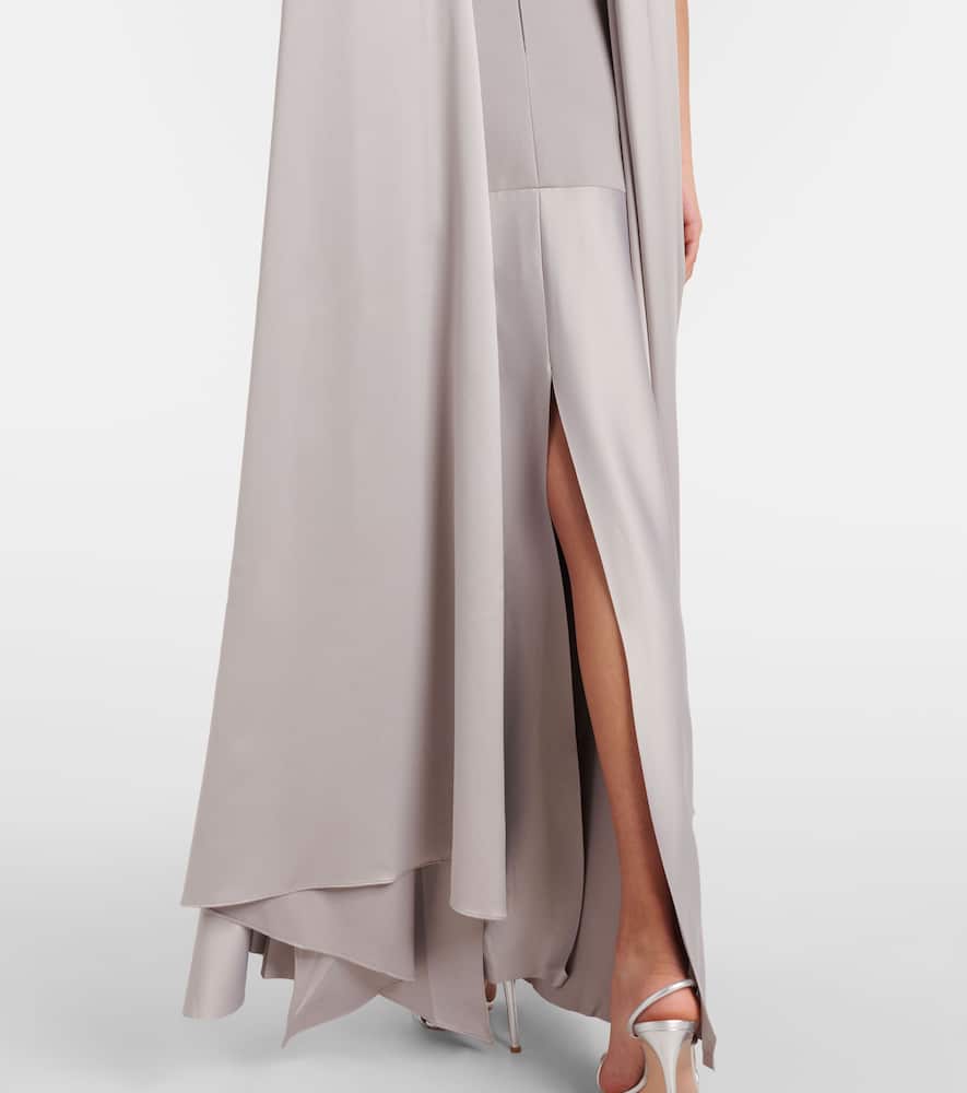 Solace London Cece Satin And Crêpe Gown In Grey