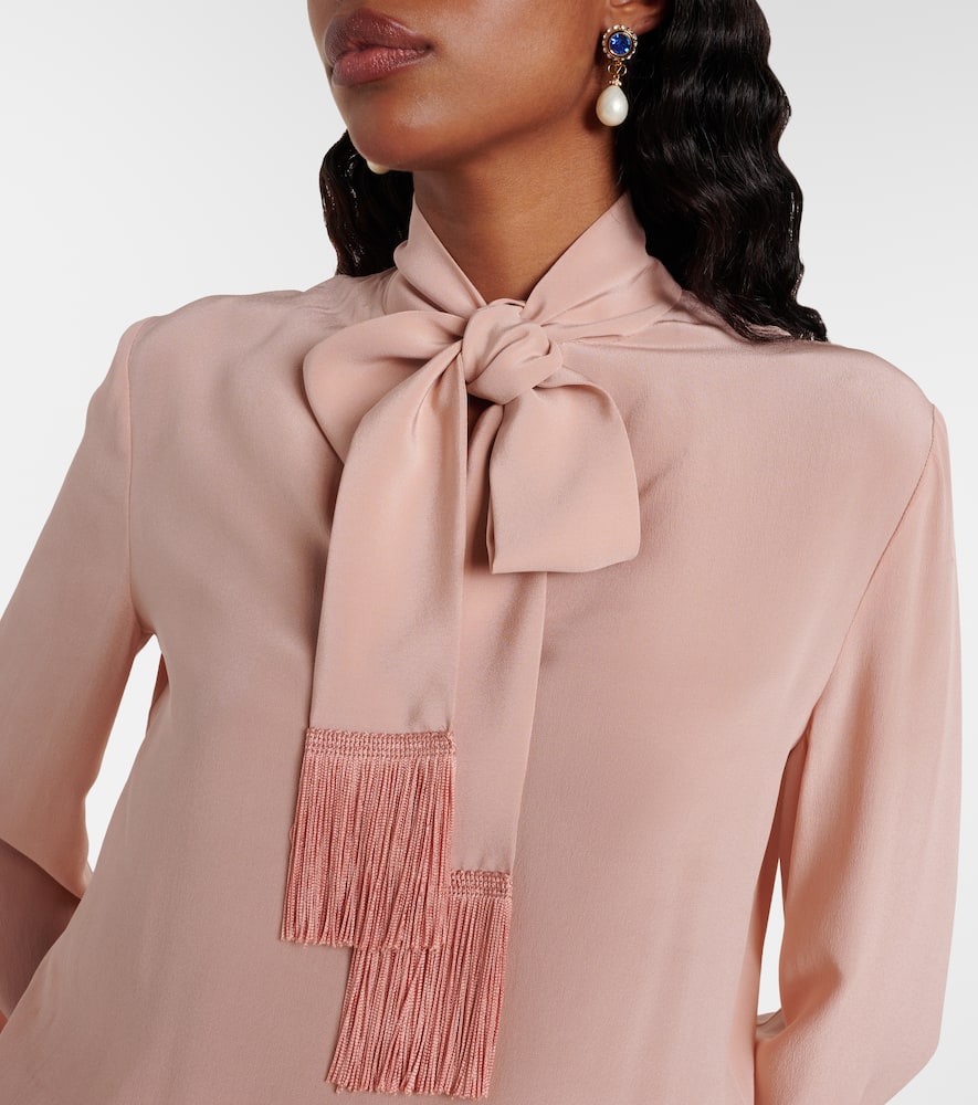Valentino Bow-detail Silk Crêpe Shirt In Pink