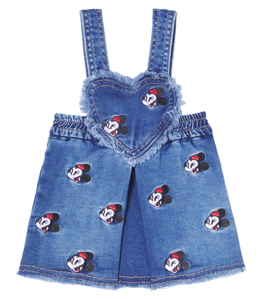 Monnalisa X Disney Baby Embroidered Denim Skirt In Blue