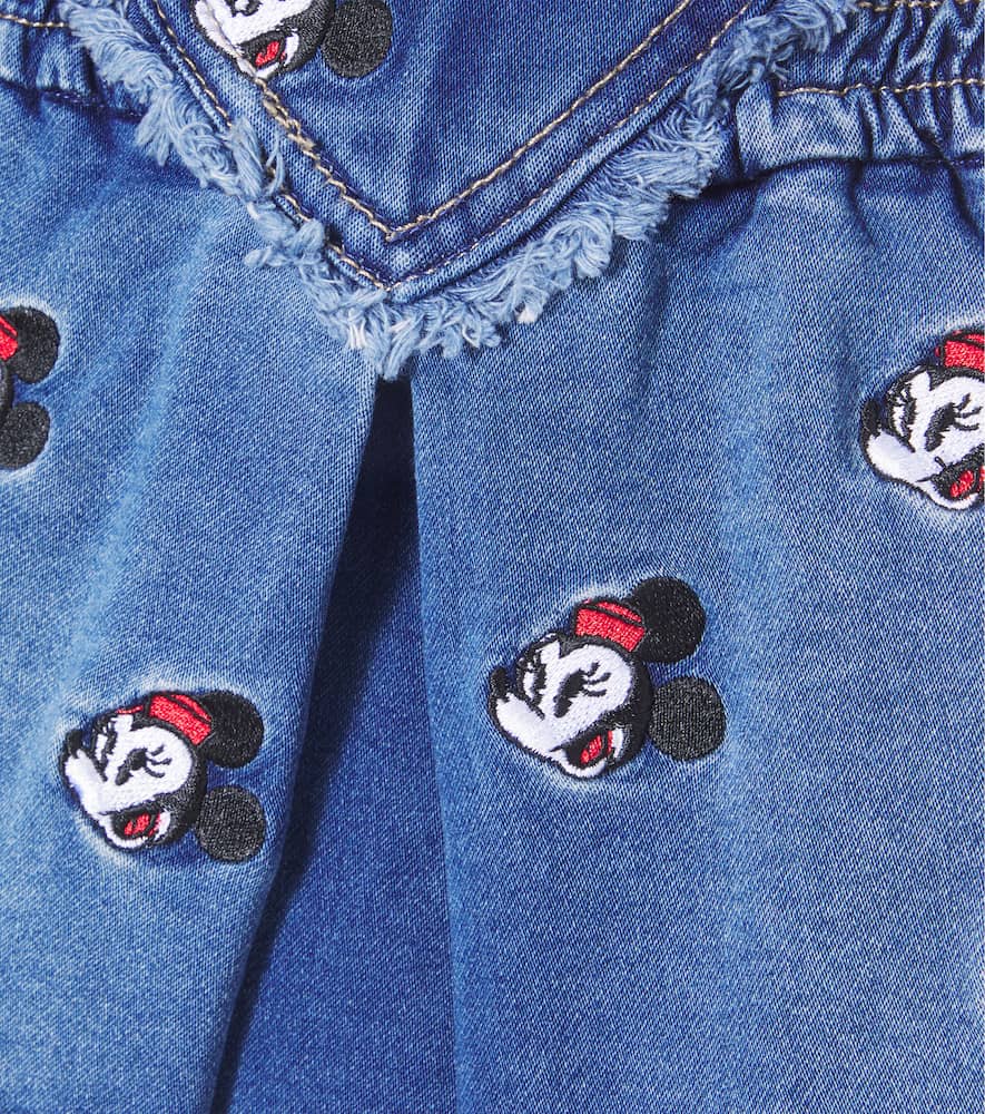 Monnalisa X Disney Baby Embroidered Denim Skirt In Blue