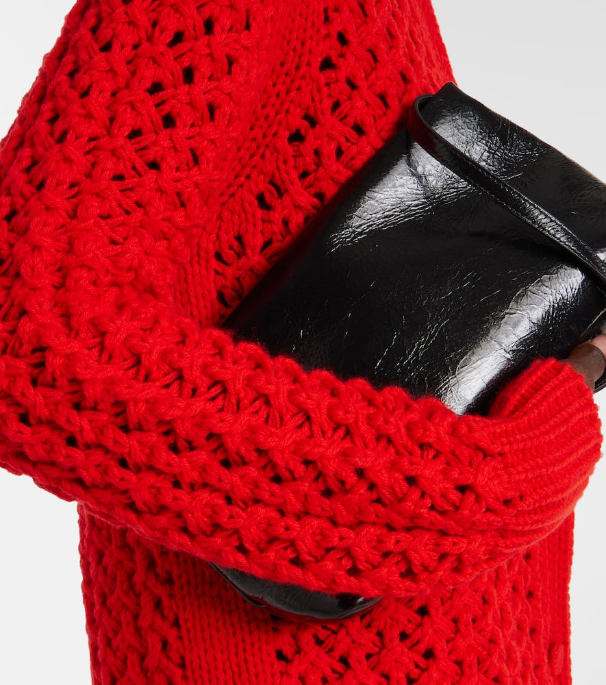 Jil Sander Open-knit Wool Cardigan In Red