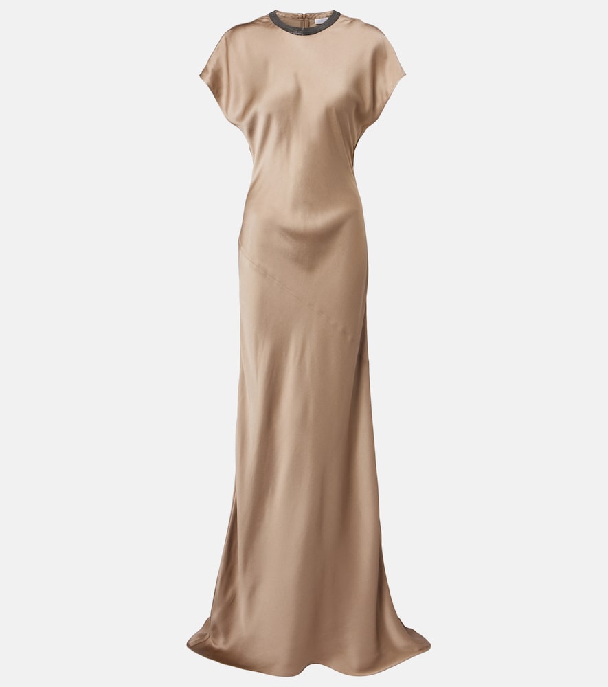 Brunello Cucinelli Robe longue Monili en satin 2100 €