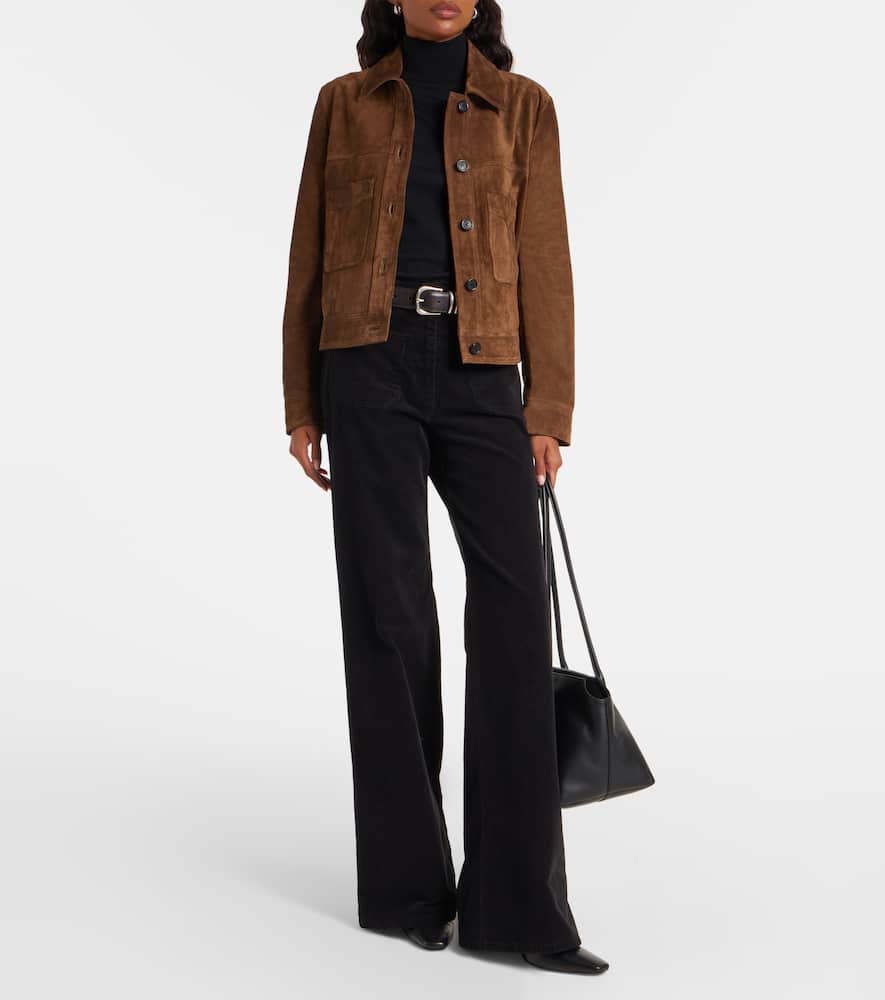 Nili Lotan Florence Cotton-blend Corduroy Flared Pants In Black
