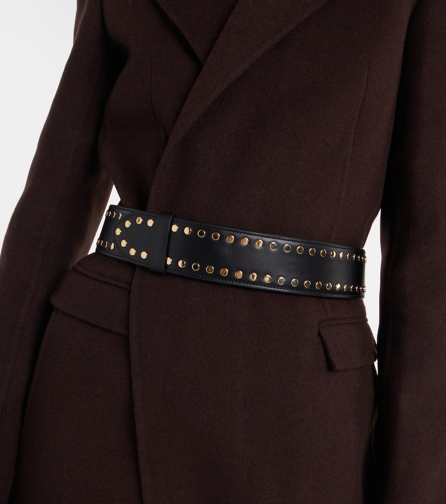 Khaite Theo Studded Leather Belt In Brown