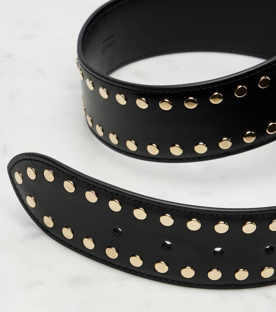 Khaite Theo Studded Leather Belt In Brown