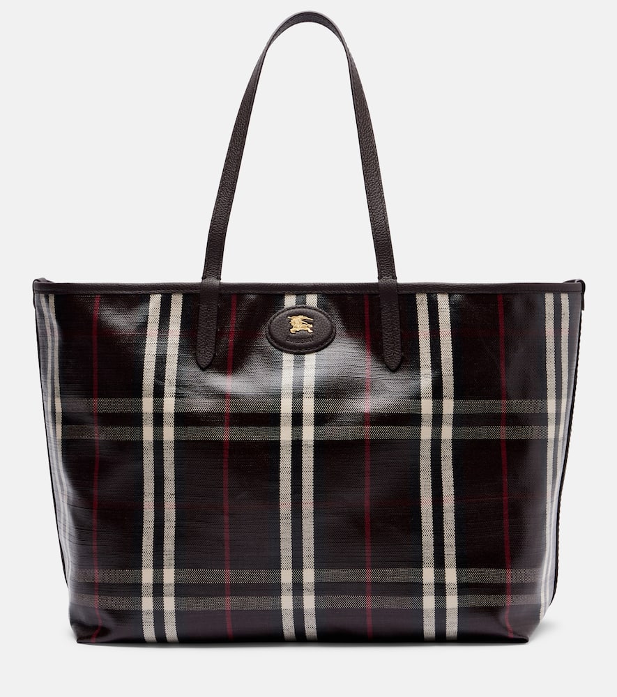 Burberry Embroidered Canvas Medium Highlands Shopping Bag In Multi