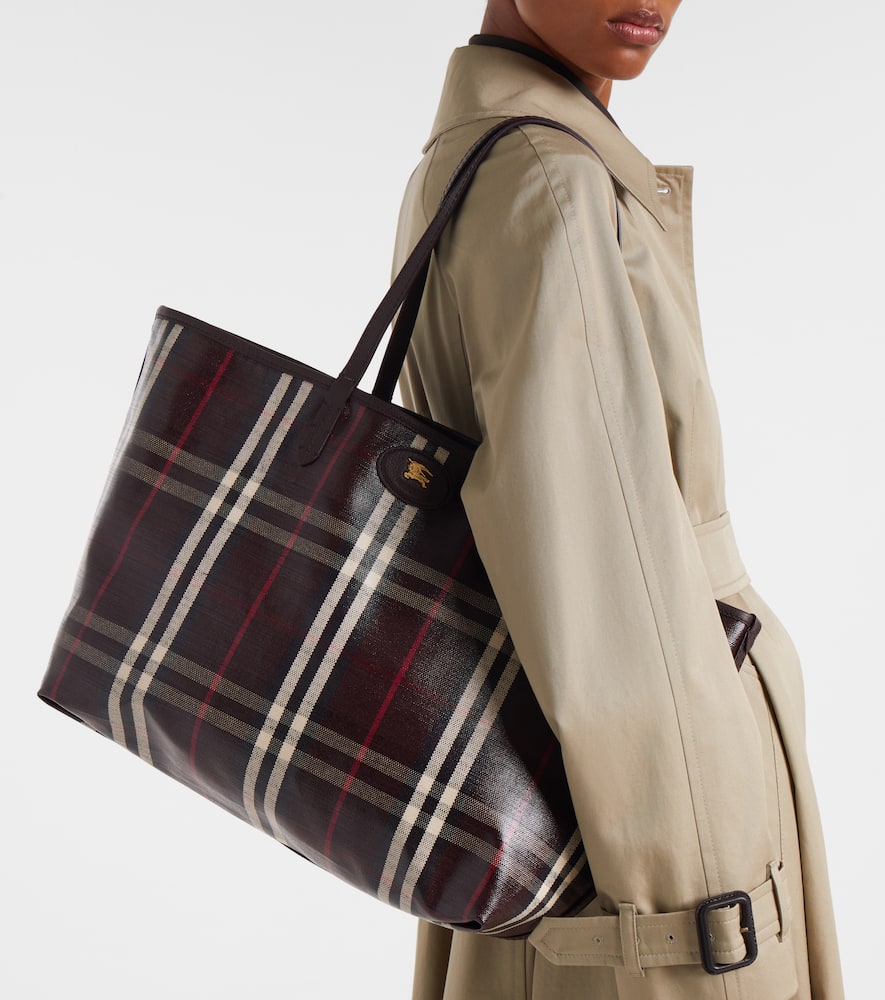 Burberry Embroidered Canvas Medium Highlands Shopping Bag In Multi