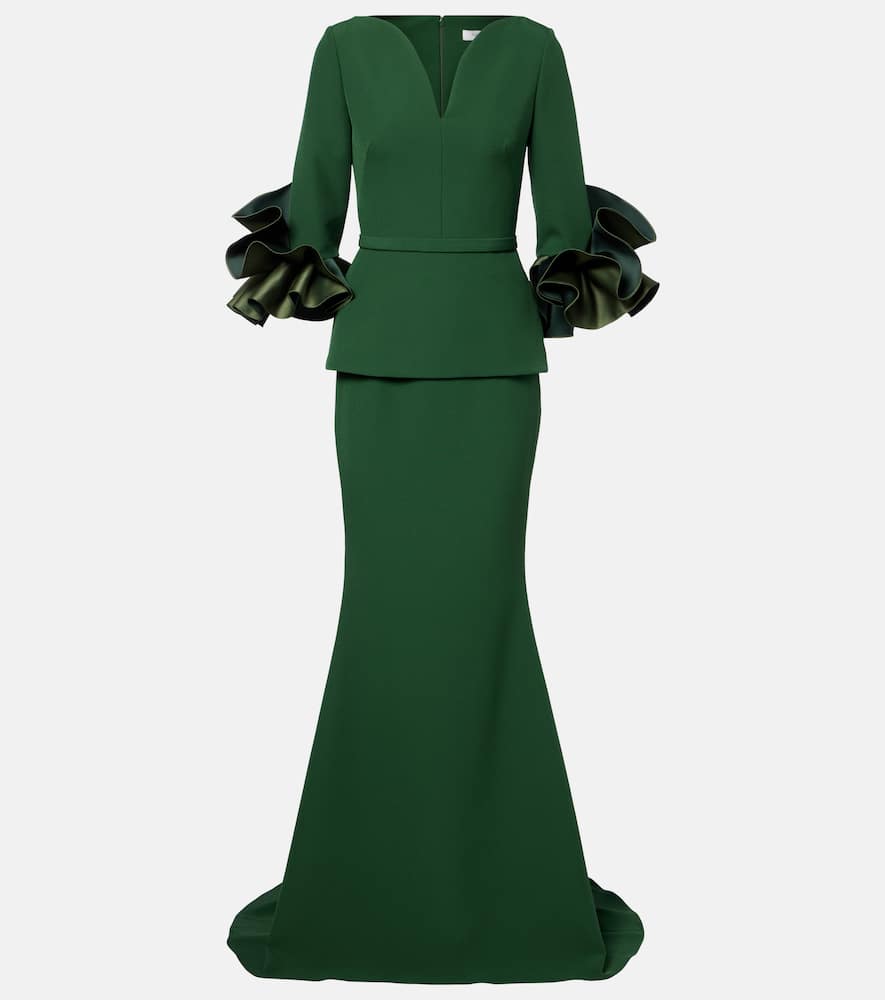 Safiyaa Clemenza Crêpe Gown In Green