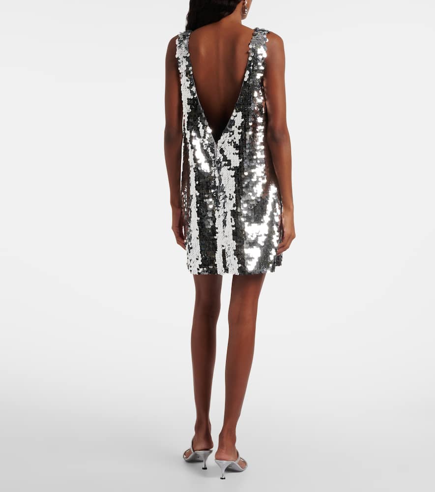 Dolce & Gabbana Sequined Open-back Minidress In Silver
