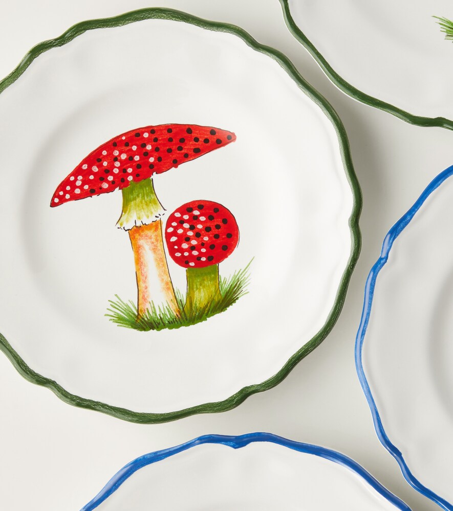  Les-ottomans Les-ottomans Mushroom Set Of 4 Ceramic Side Plates 