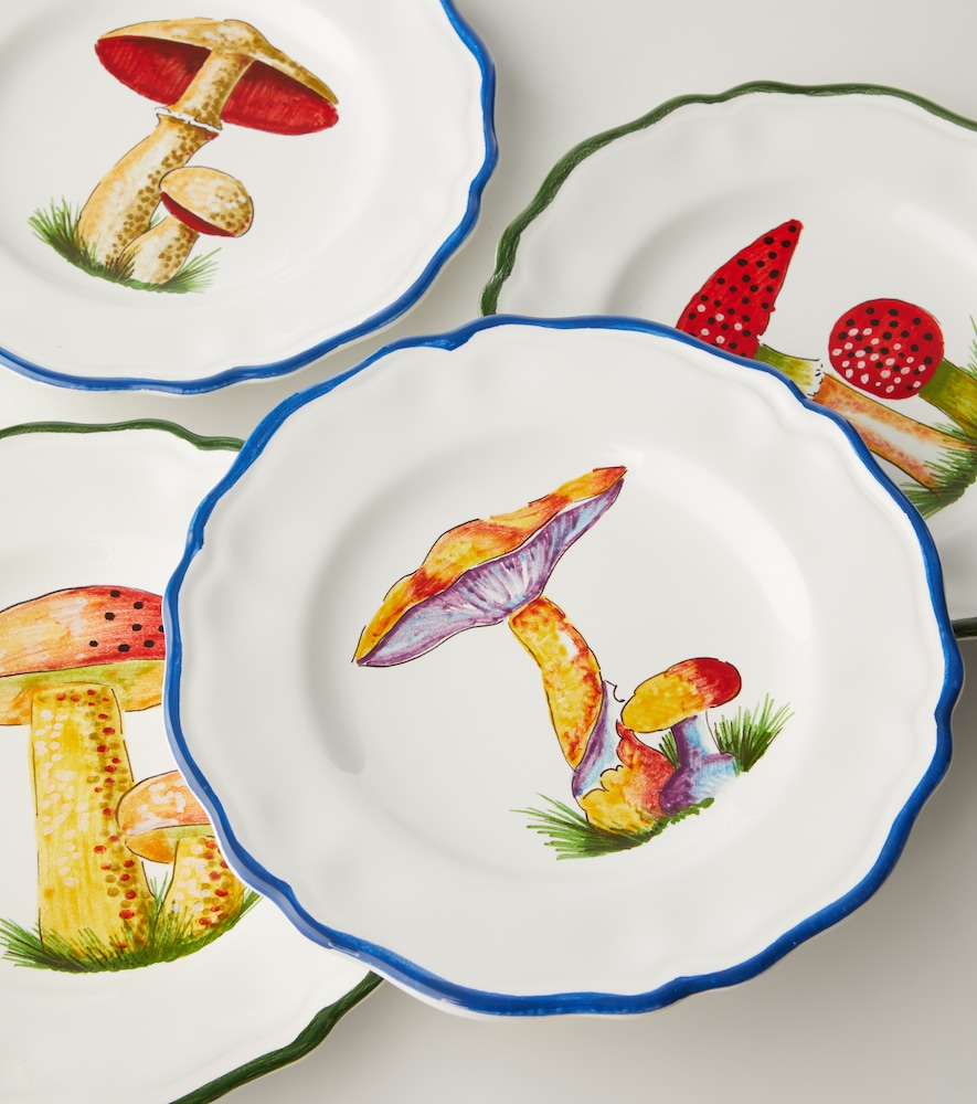  Les-ottomans Les-ottomans Mushroom Set Of 4 Ceramic Side Plates 