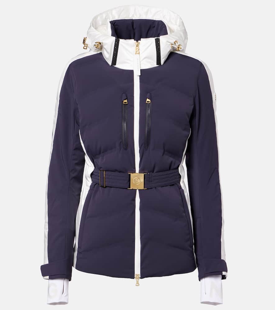 Bogner Kira Belted Hooded Down Ski Jacket In Blue