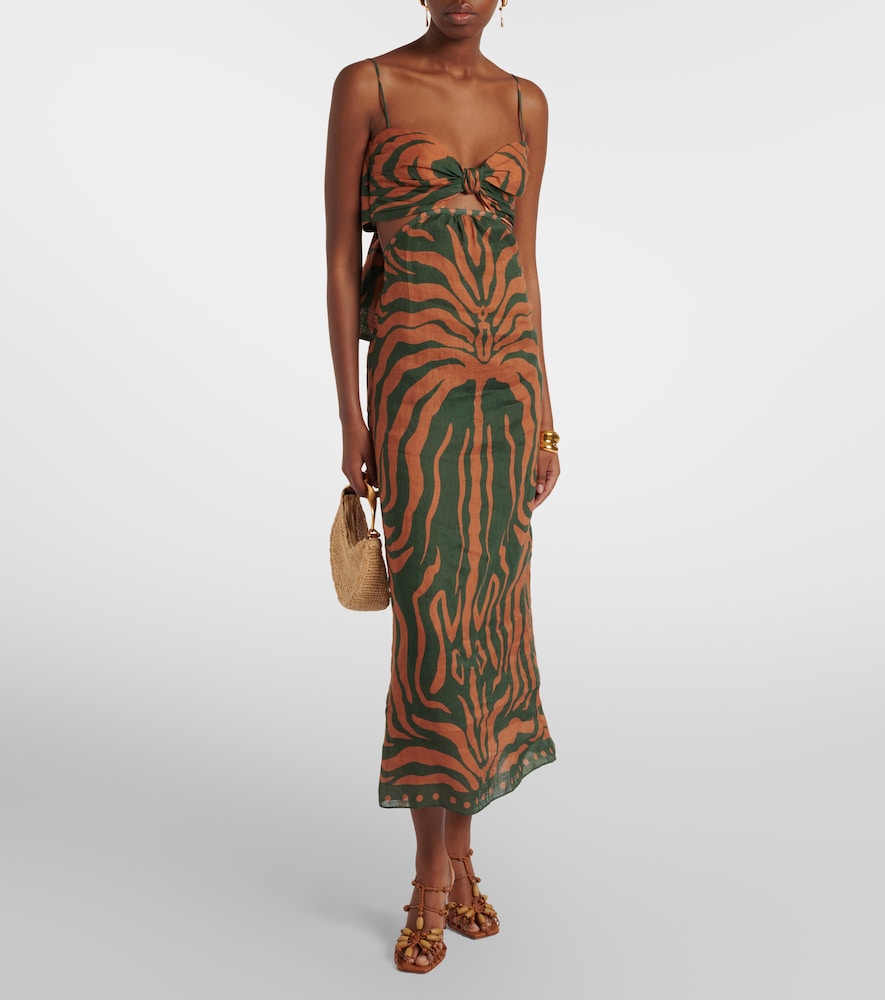 Johanna Ortiz Printed cutout linen maxi dress