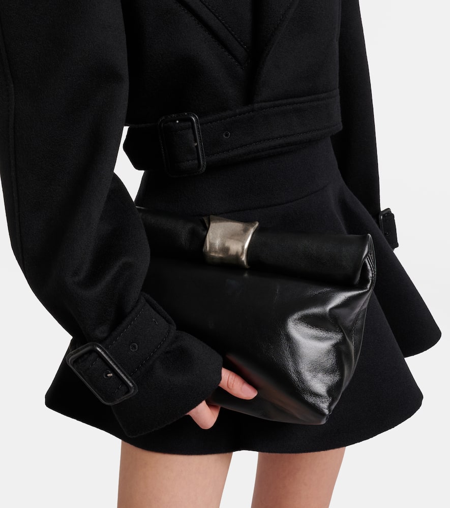Staud Cuff Leather Clutch In Black