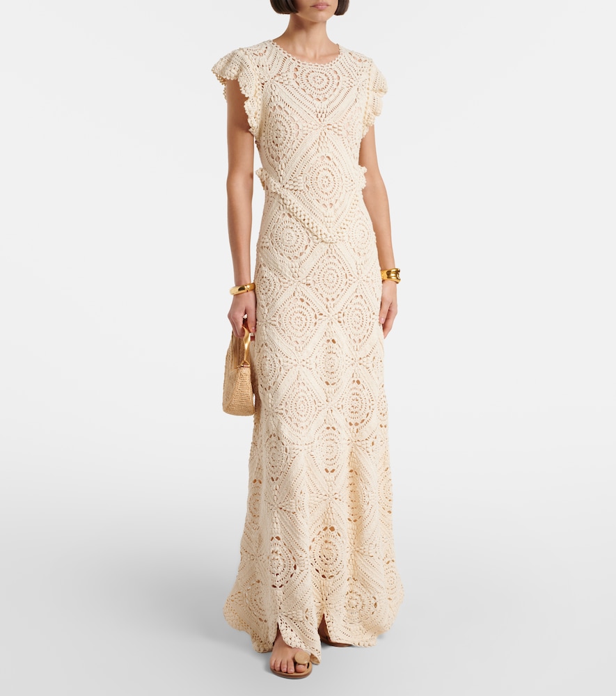  Ulla Johnson Ulla Johnson Abito Lungo Annalisa In Crochet Di Cotone 
