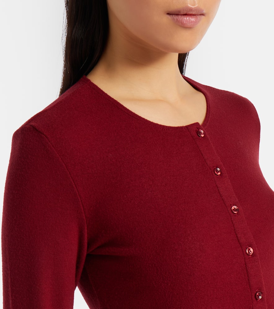 Leset Lauren Cropped Jersey Cardigan In Burgundy