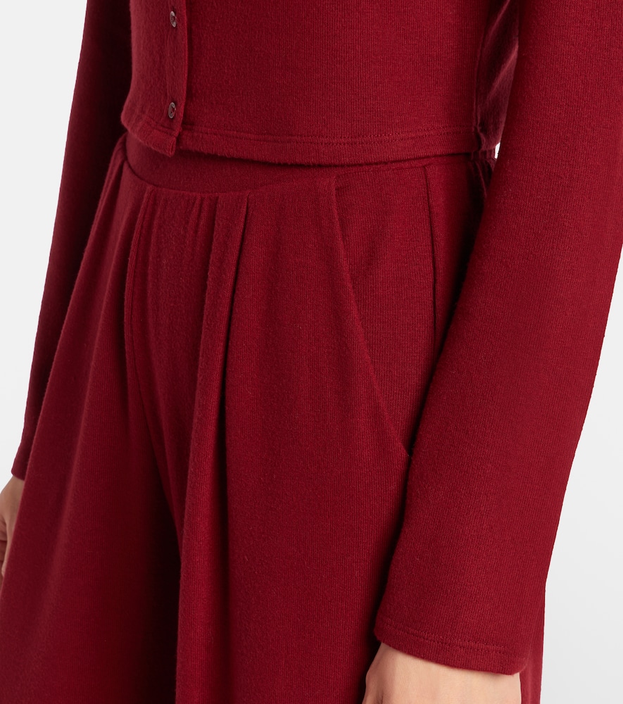 Leset Lauren Cropped Jersey Cardigan In Burgundy
