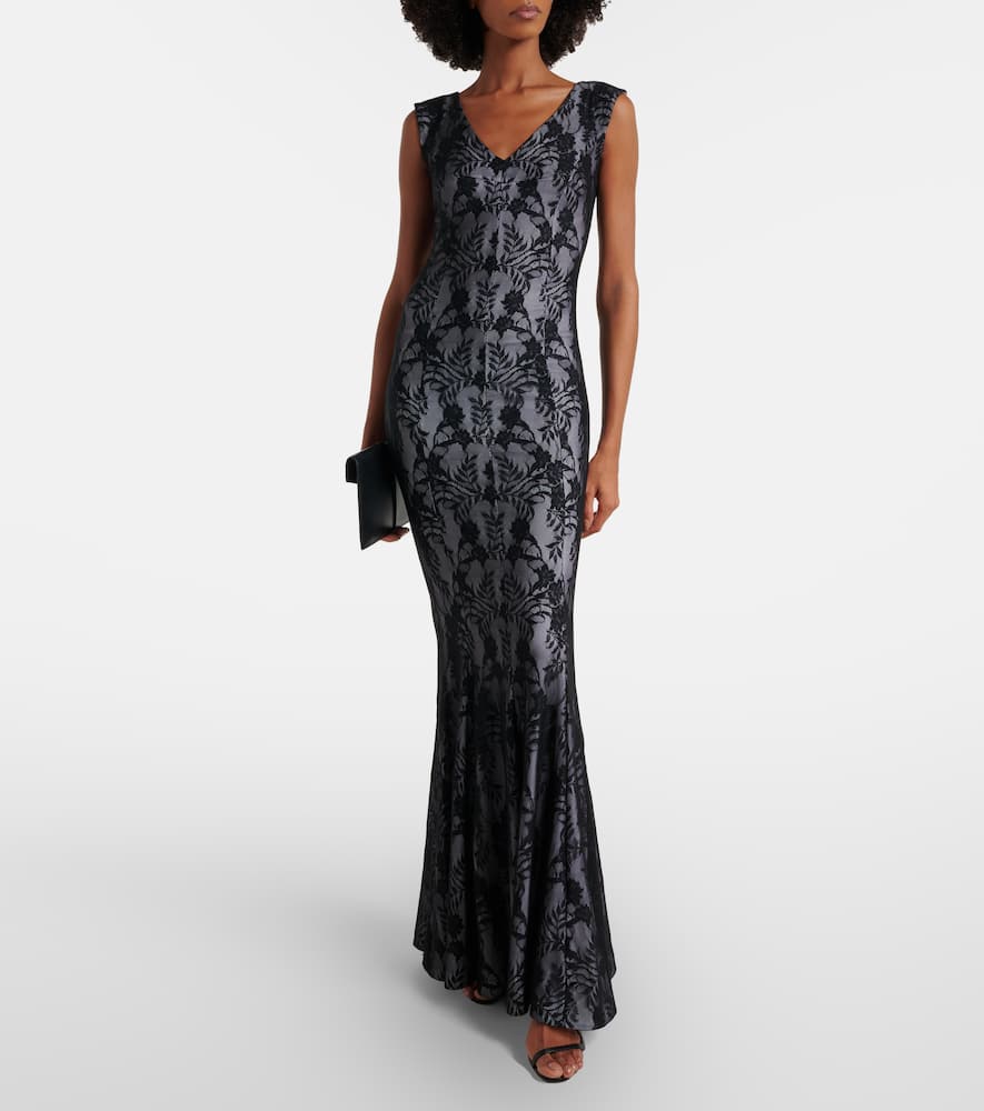 Norma Kamali Grace Lace Gown In Black