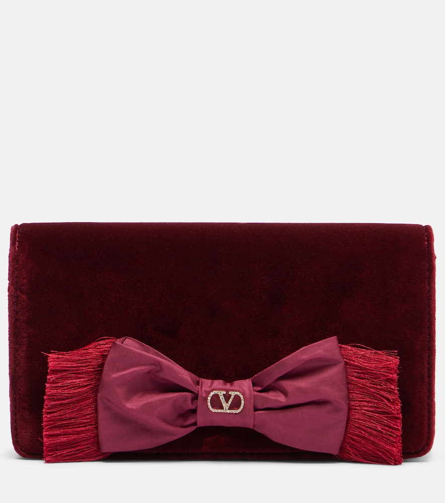 Valentino Garavani VLogo Mini bow-detail velvet clutch