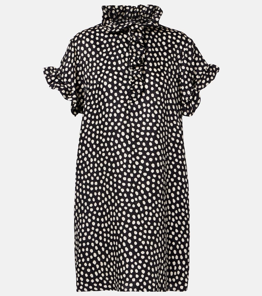 Chloé Polka-dot Ruffled Silk Jacquard Minidress In Black