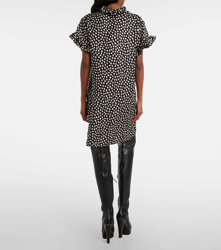 Chloé Polka-dot Ruffled Silk Jacquard Minidress In Black