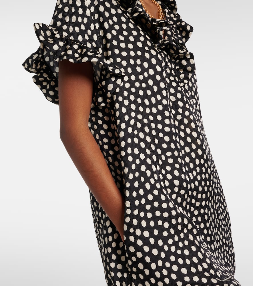 Chloé Polka-dot Ruffled Silk Jacquard Minidress In Black